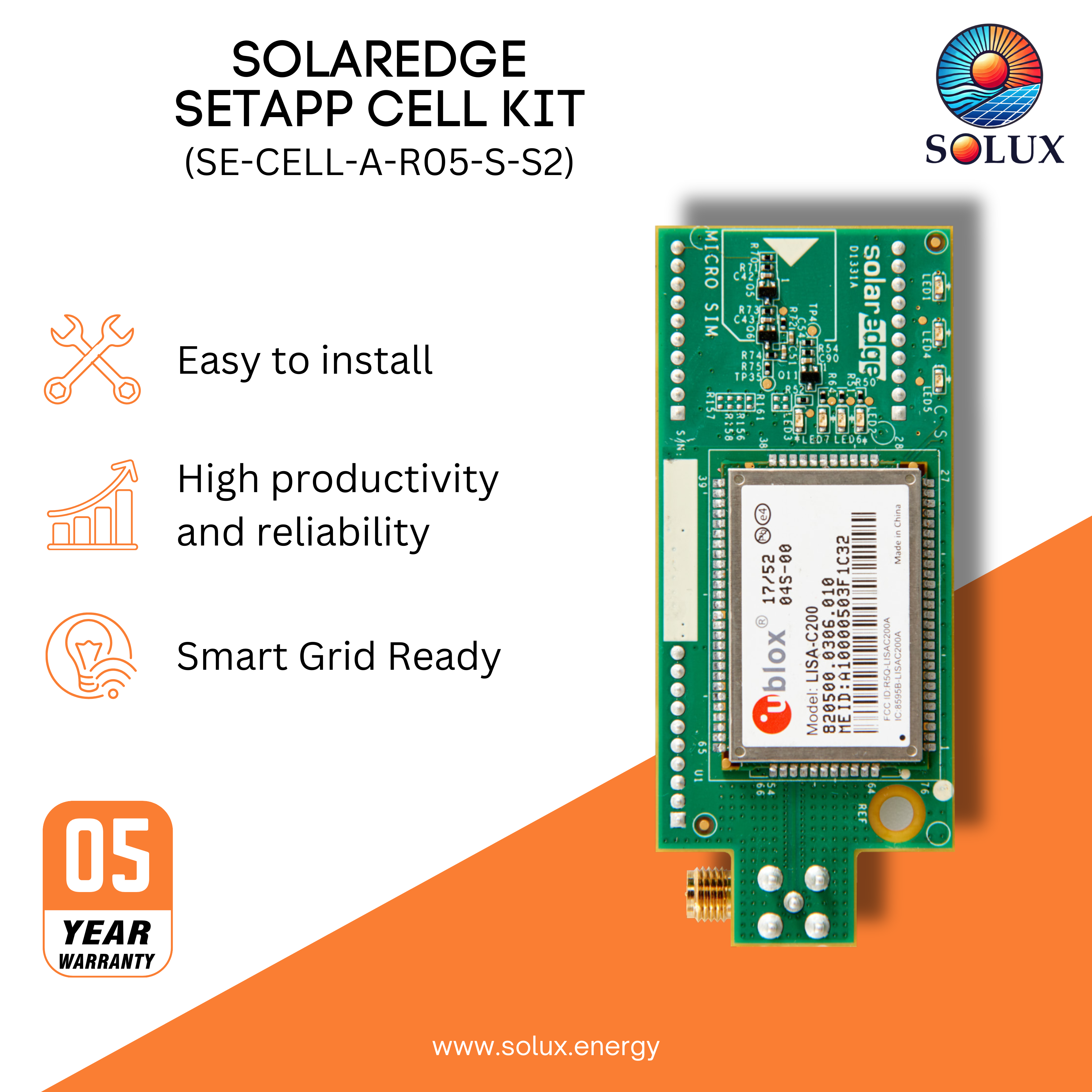 This is an image of SolarEdge Cellular Kit SetApp SE-CELL-A-R05-S-S2